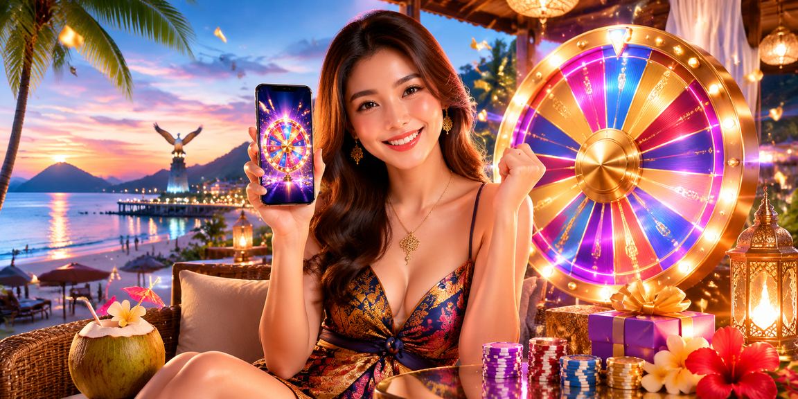 Permainan rolet di Langkawi dengan latar belakang motif batik Malaysia