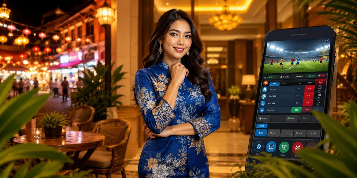 Pengguna mengakses aplikasi kasino Melaka melalui telefon pintar dengan berbaju kurung